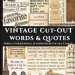 Vintage Words & Quotes Lovers Ephemera Cut-Outs and Collage Elements for Creative Art Journaling and Scrapbooking