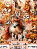 Vintage Autumn Animals Ephemera: Cozy Fall Collage Sheets (Digital Download)