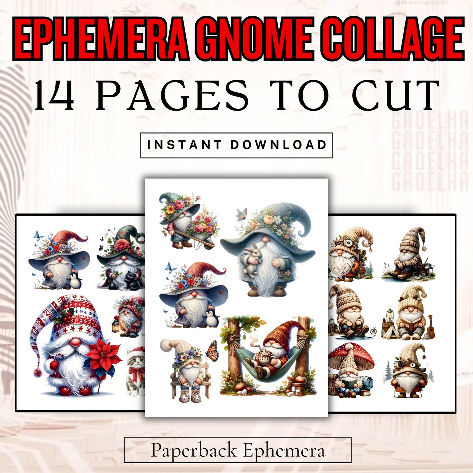 Christmas Gnomes Junk Journal Kit: Vintage Printable Pages (Digital Download)