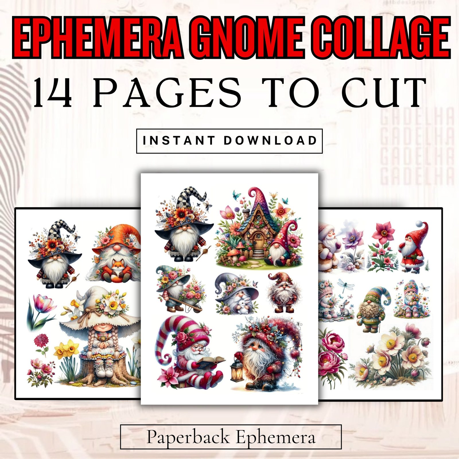 Christmas Gnomes Junk Journal Kit: Vintage Printable Pages (Digital Download)